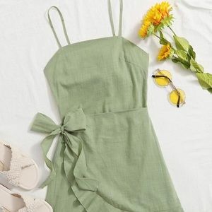 SHEIN Open Back Wrap Front Cami Dress